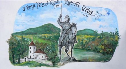 sv. Václav na koni, v pozadí Velký Blaník